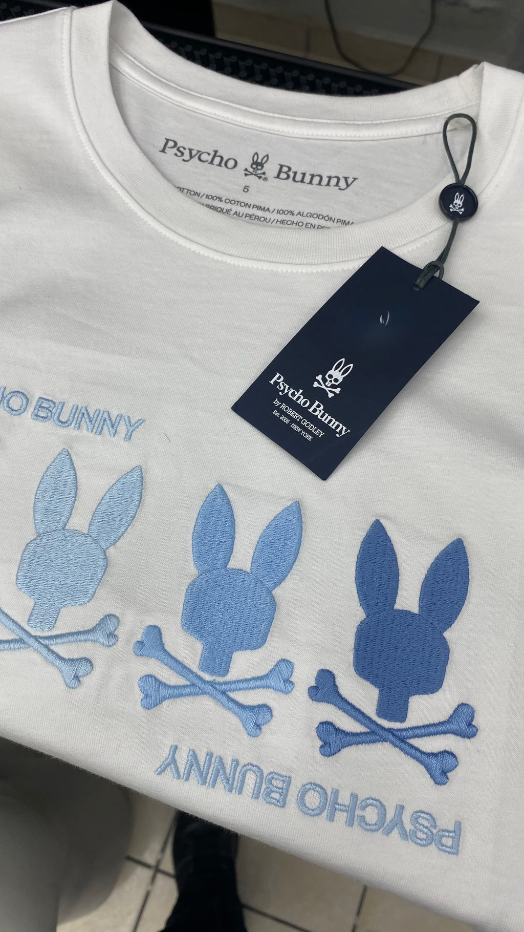 Playera Psycho Bunny Edición Especial - 100% Algodón Pima (Blanco)