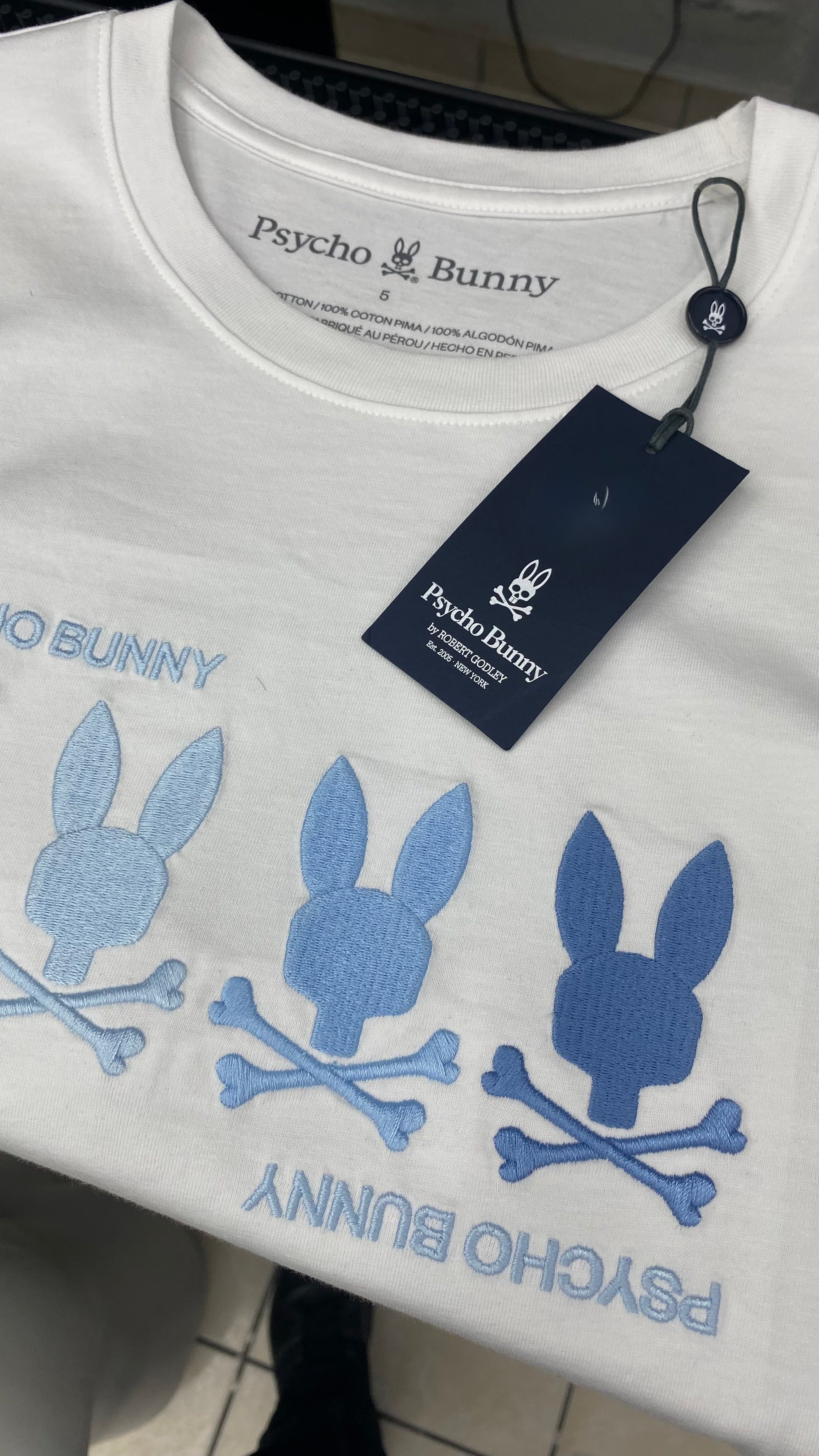 Playera Psycho Bunny Edición Especial - 100% Algodón Pima (Blanco)