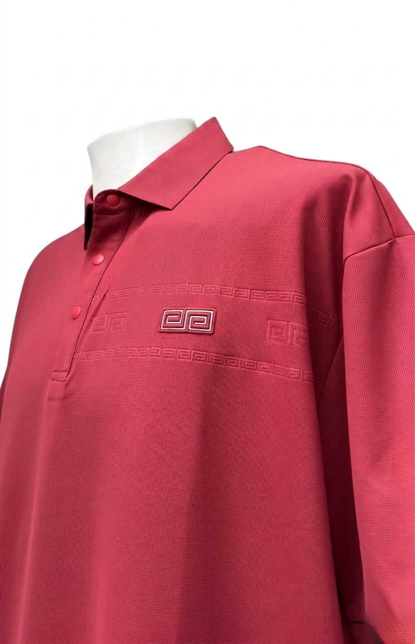 Polo Premium Texturizada PAVINI – Rojo Borgoña y Patrón Griego